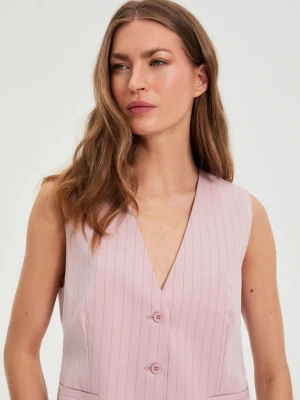 Kamizelka w delikatne paski różowa Moodo