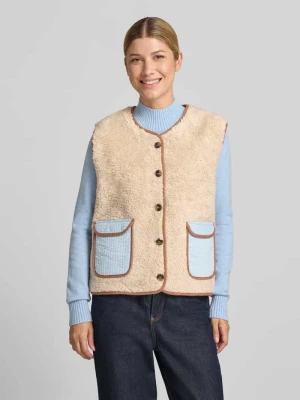 Kamizelka w imitacji futerka model 'Jace' Lollys Laundry Jasnoniebieski melanż