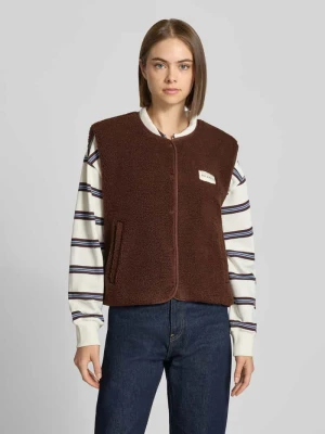 kamizelka w kroju regular fit z czystej bawełny model 'Magnolia' Oh April Ciemnobrązowy