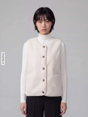 Kamizelka w stylu teddy, krój regular fit, model 'BABY' Only Beżowy melanż