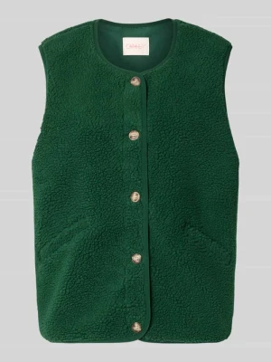 Kamizelka w stylu teddy w kroju regular fit model 'BABY' Only Ciemnozielony