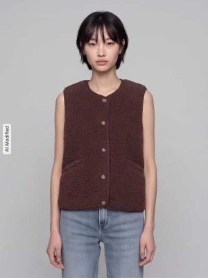 Kamizelka w stylu teddy w kroju regular fit model 'BABY' Only Czekoladowy