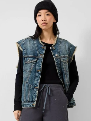 Kamizelka z denimu oversize QS niebieski