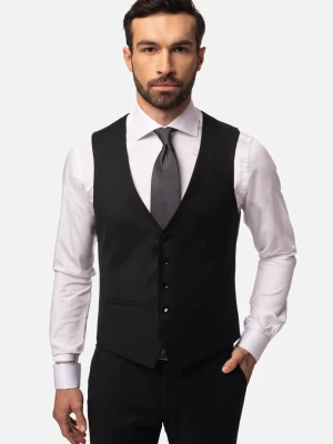 KAMIZELKA WINLON SLIM FIT CZARNA JEDNORZĘDOWA Z WEŁNĄ Recman