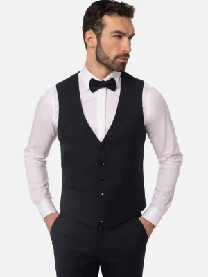 KAMIZELKA WINONA SLIM FIT GRANATOWA JEDNORZĘDOWA Z WEŁNĄ Recman