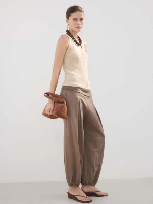 Kamizelka z ażurowej dzianiny piaskowy - Kobieta - - MANGO