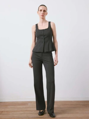 Kamizelka z baskinką i guzikami szary - Kobieta - - MANGO