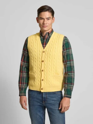 Kamizelka z dzianiny z mieszanki bawełny i kaszmiru ze ściegiem warkoczowym Polo Ralph Lauren