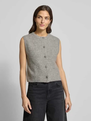 Kamizelka z dzianiny z okrągłym dekoltem i listwą guzikową Oui