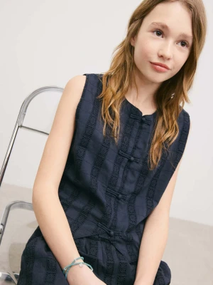 Kamizelka z haftem granatowy - Dzieci - - MANGO KIDS