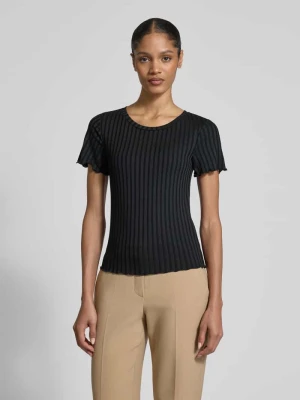 T-shirt z prążkowanym okrągłym dekoltem Rich & Royal