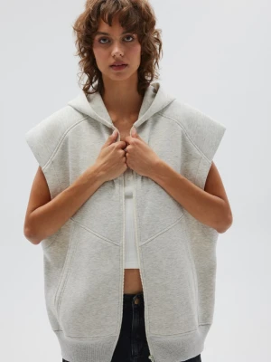 Kamizelka z kapturem w kolorze SILVER MOON - SWEVEN-UNI Marsala