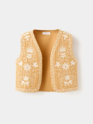 Kamizelka z kwiatowym haftem musztardowy - Dzieci - lata - MANGO KIDS