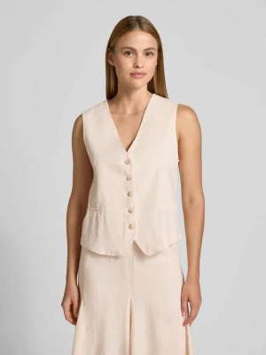 Kamizelka z lnu z dekoltem w serek i kieszeniami z wypustką Emily Van den Bergh