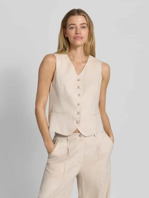 Kamizelka z mieszanka wiskozy i lnu z dekolt w serek model 'DAZIA' b.Young