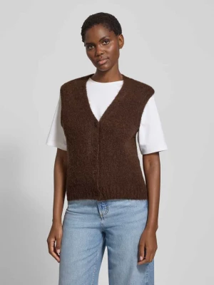 Kamizelka z mieszanki wełny z alpaki z dekoltem w serek model ‘JEANNE’ Samsøe Samsøe