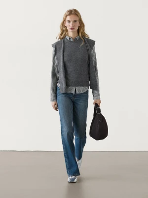 Kamizelka Z Mieszanki Wełny Z Swetrem - Szary - - Massimo Dutti - Kobieta