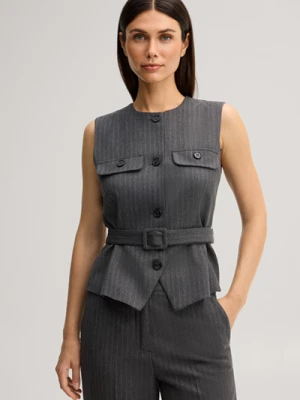 Kamizelka z mieszanki wiskozy w paski w kolorze antracytowym JOOP!