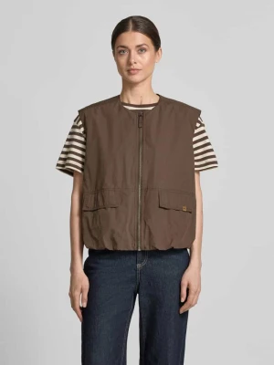 Kamizelka z okrągłym dekoltem i kieszeniami z patką camel active