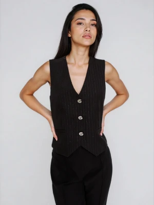 Kamizelka z ozdobnymi guzikami czarna Moodo