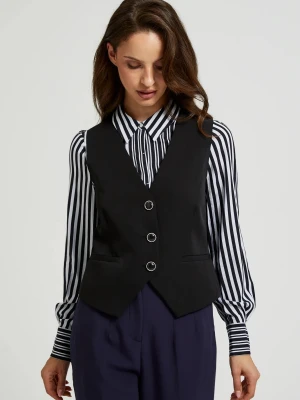 Kamizelka z ozdobnymi guzikami czarna Moodo