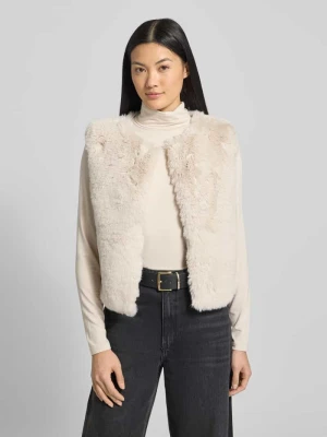 Kamizelka z sztucznego futra z okrągłym dekoltem milano italy