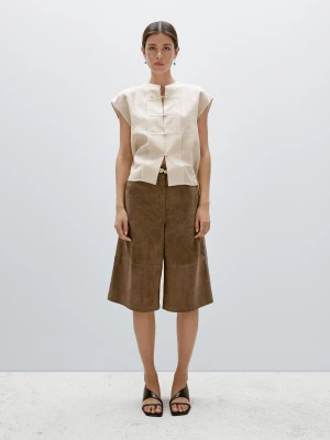 Kamizelka Zapinana Z Przodu Na Guziki - Beżowy - - Massimo Dutti - Kobieta