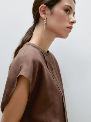 Kamizelka Zapinana Z Przodu Na Guziki - Brązowy - - Massimo Dutti - Kobieta