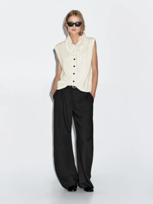 Kamizelka Ze 100% Wełny Z Chustką - Opal Pop - - Massimo Dutti - Kobieta