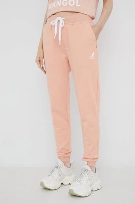 Kangol spodnie dresowe bawełniane damskie kolor różowy gładkie