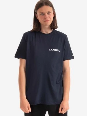 Kangol t-shirt bawełniany Heritage Basic kolor granatowy z nadrukiem KLHB003-OFFWHITE