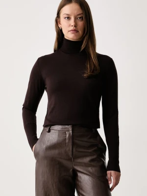 Kaos golf damski wełniany brązowy
