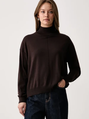 Kaos sweter damski wełniany brązowy