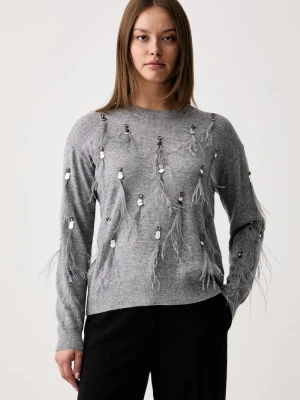 Kaos sweter damski z wełną szary