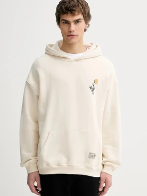 Kaotiko bluza bawełniana kolor beżowy z kapturem z nadrukiem AR026-01S-M002