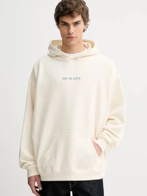 Kaotiko bluza bawełniana kolor beżowy z kapturem z nadrukiem AR057-01-G002