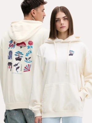 Kaotiko bluza bawełniana kolor beżowy z kapturem z nadrukiem AR079-01-G002