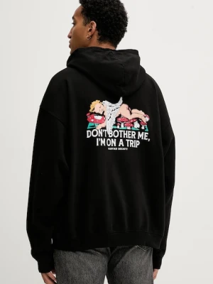 Kaotiko bluza bawełniana kolor czarny z kapturem z nadrukiem AR001-02-G002