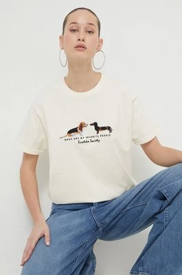 Kaotiko t-shirt bawełniany kolor beżowy z aplikacją