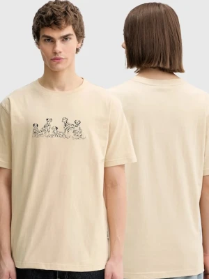 Kaotiko t-shirt bawełniany kolor beżowy z aplikacją AR054-01-G002