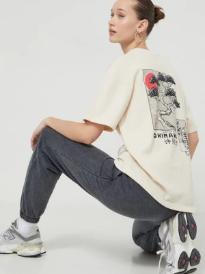 Kaotiko t-shirt bawełniany kolor beżowy z nadrukiem