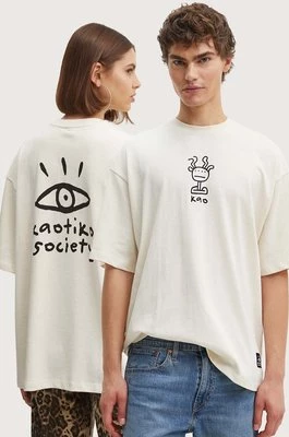 Kaotiko t-shirt bawełniany kolor beżowy z nadrukiem AP046-01S-G002