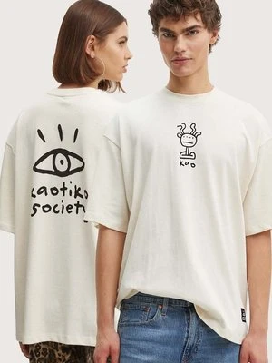 Kaotiko t-shirt bawełniany kolor beżowy z nadrukiem AP046-01S-G002