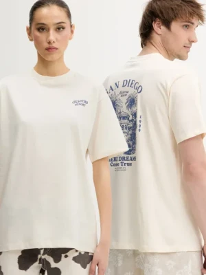 Kaotiko t-shirt bawełniany kolor beżowy z nadrukiem AQ006-02-G002
