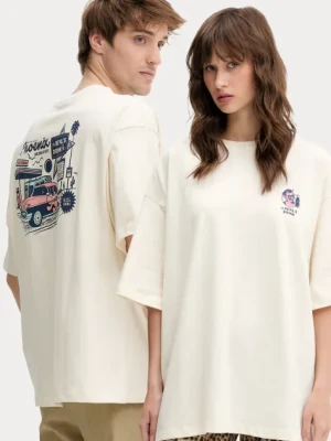 Kaotiko t-shirt bawełniany kolor beżowy z nadrukiem AQ039-01S-G002