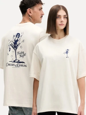 Kaotiko t-shirt bawełniany kolor beżowy z nadrukiem AR022-01S-G002