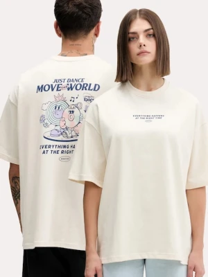 Kaotiko t-shirt bawełniany kolor beżowy z nadrukiem AR050-01S-G002