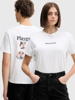 Kaotiko t-shirt bawełniany kolor biały z nadrukiem AR009-01-M002