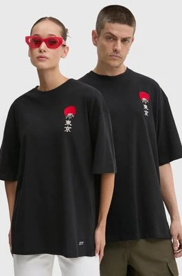 Kaotiko t-shirt bawełniany kolor czarny z aplikacją AP005-01-G002