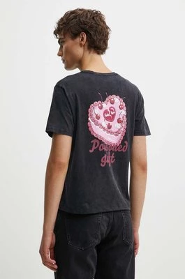 Kaotiko t-shirt bawełniany kolor czarny z aplikacją AP019-01-M002